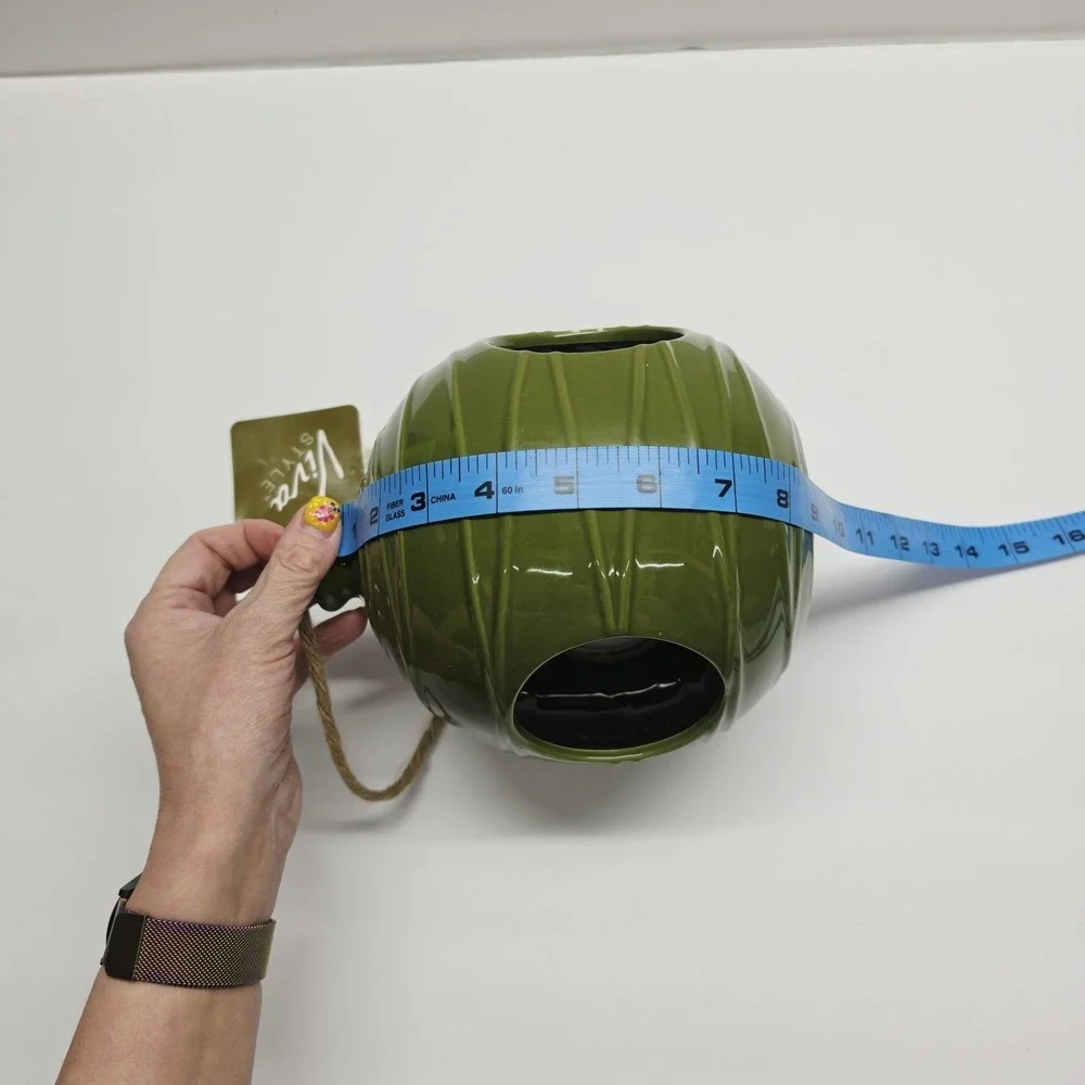Ceramic Orb Bird Feeder NWT Green